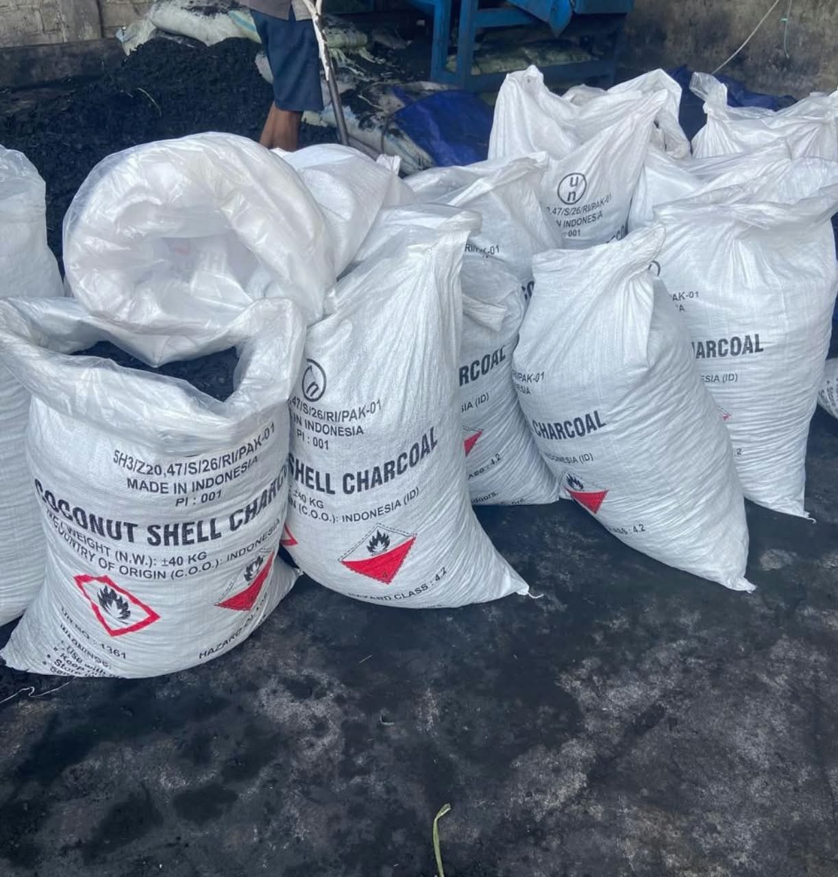 Indonesian coconut shell charcoal prepared for export