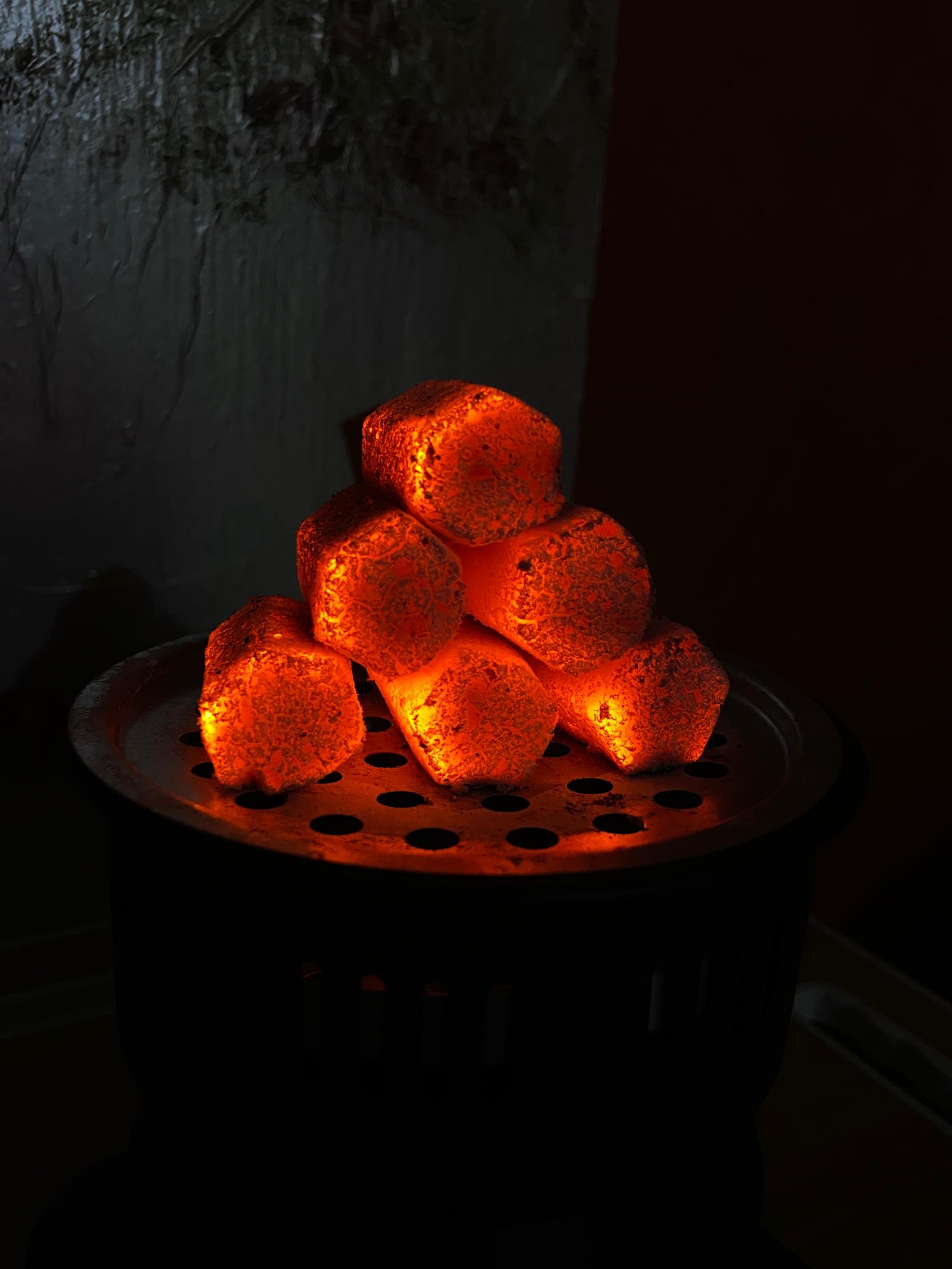 1. Coconut shell shisha charcoal cubes during production testing